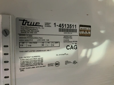 Used TRUE MFG. T-23G ONE SECTION GLASS DOOR REACH-IN REFRIGERATOR Display Refrigerators Michigan US | Miedema Asset Management Group #1580092