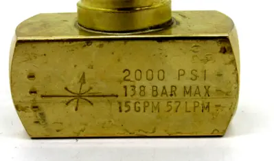 NEW PARKER MV800B BRASS METERING VALVE 2000PSI 138 BAR MAX 15GPM 57LPM