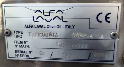 Alfa-Laval Complete 8-10 TPH Olive Oil Processing Line.