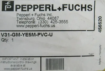 NEW LOT OF 3 PEPPERL+FUCHS V31-GM-YE5M-PVC-U CORDSET V31GMYE5MPVCU