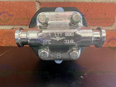 USED ITT PURE FLO 9920 DIAPHRAGM VALVE 90 PSI W/ 3/4" SANITARY FITTINGS