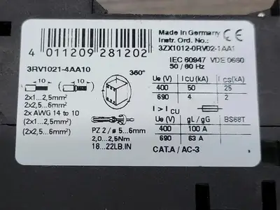 USED SIEMENS 3RV1021-4AA10