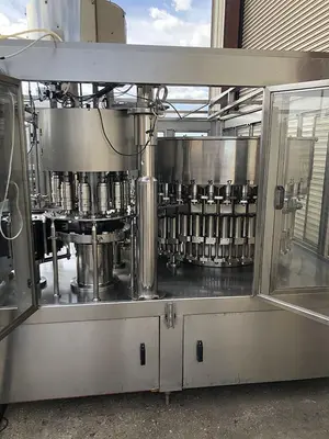 USED 2014 ZHANG J IAGANG, BEIJING CHINA TRI-BLOCK 40 VALVE BOTTLE RINSER, FILLER, CAPPER