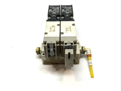 Used SMC Dual Solenoid Valve w/ Omron Limit Switches Solenoid Valves Michigan US | Maverick Industrial Sales #1414275