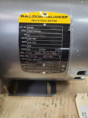 New | in-Stock BALDOR BALDOR .5 HP MOTOR 35B0112N043G1 / CAT: M3160 / FRAME: 56 - 850 RPM - 230 /460 - 3 PH NO BOX Motors (misc) | ND Industrial Surplus #1216995