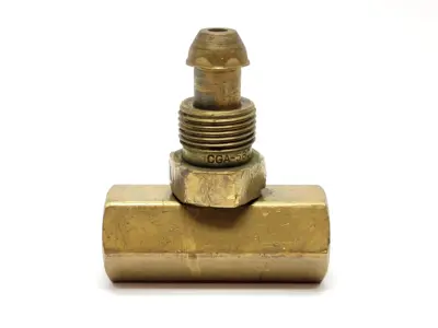 CGA-580 | Unbranded  Brass Cylinder Adapter w/ Valve DAMAGED - Used
