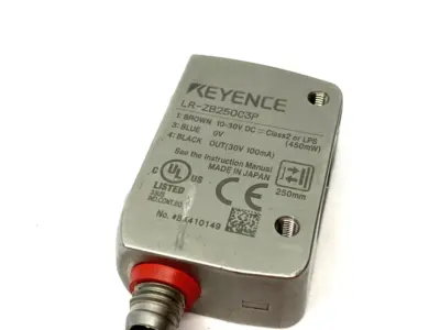 USED KEYENCE DISTANCE BASED LASER SENSOR M8 CONNECTOR BENT/DAMAGED
