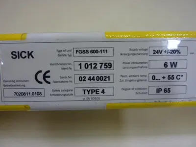USED SICK OPTIC ELECTRONIC FGSS 600-111