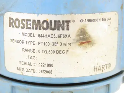 Rosemount 644HAE5J6F6XA Thermocouple 7.5" Probe Temperature Sensor 1/2" NPT