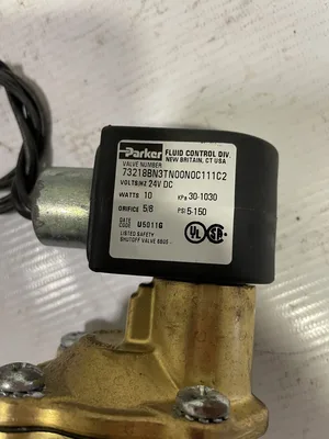 Parker 73218BN3TN00N0C111C2 1/2” Brass Solenoid Shutoff Valve 24VDC 5-150psi NIB