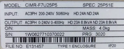NEW YASKAWA CIMR-F7U25P5 VARISPEED F7 DRIVE CIMRF7U25P5