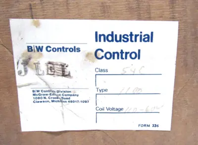 NEW B/W CONTROLS TYPE 1100 CONTACTOR CLASS 54C