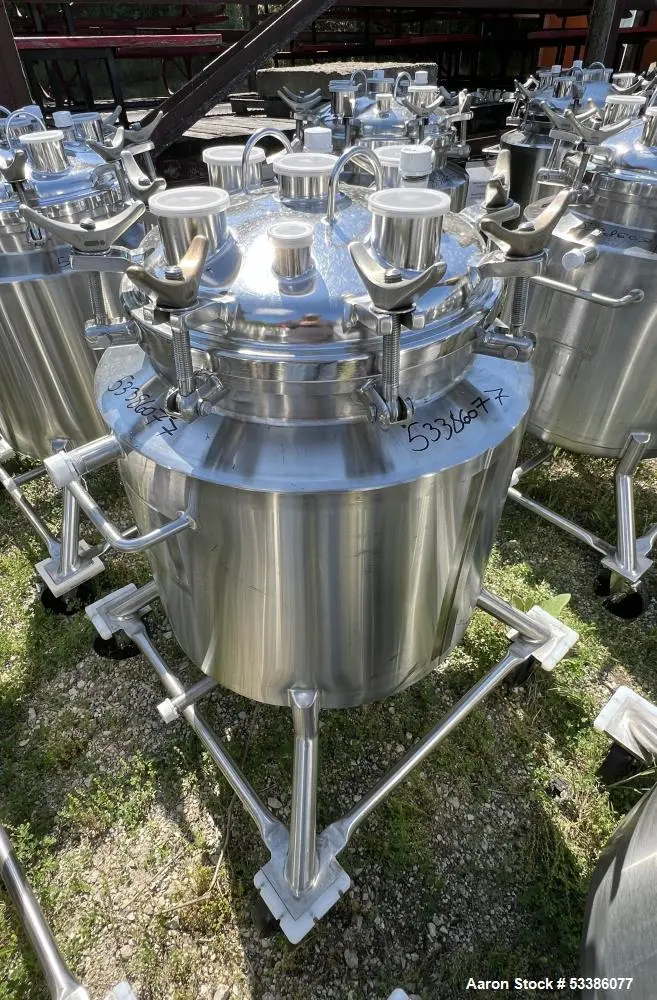 Used Precision Stainless Vertical Stainless Steel Jacketed Tank – With Casters
