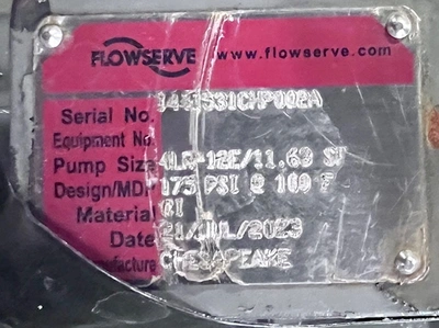 Flowserve 4LR-12E split case pump with base and motor