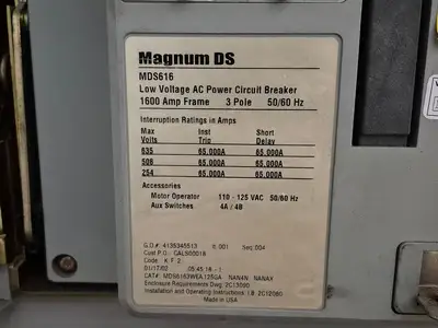 Magnum DS 600V 3200A 65kA Switchgear Lineup w/ MDS616 & MDS632 Breakers