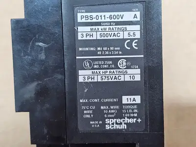Used SPRECHER + SCHUH PBS-011-600V Switchgears British Columbia CA | Lenmark #1436553