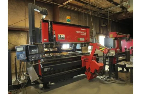 Amada Astro 100 CNC Press 80 ton x 8′ and w/6-axis Robotic Bend Cell