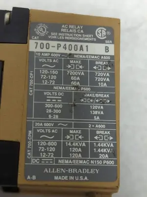 Used ALLEN-BRADLEY 700-P400A1 Miscellaneous Equipment (Electrical & Power) Ohio US | Surplus Asset Holdings #1239843