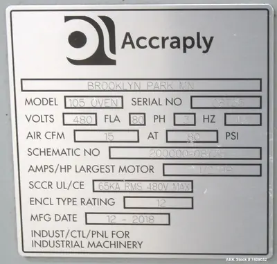 USED ACCRAPLY 105 OVEN