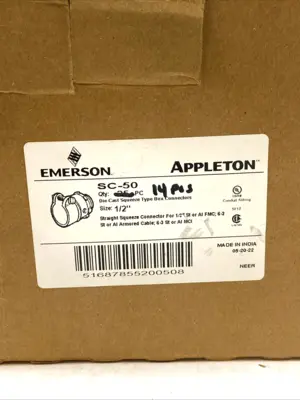 USED EMERSON NEER STRAIGHT SQUEEZE CONNECTOR 1/2"  NON-INSULATED LOT OF 14