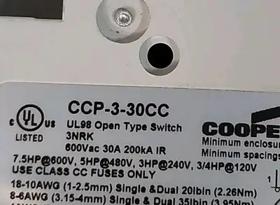 Cooper Bussmann CCP-3-30CC Fuse Holder Loc4C21