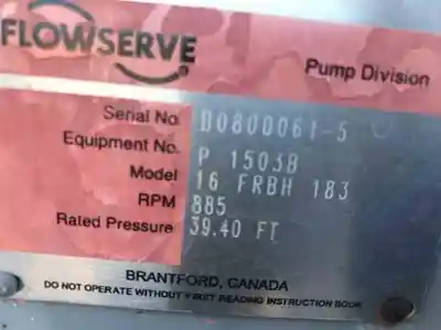 USED FLOWSERVE MODEL 16FRBH183.