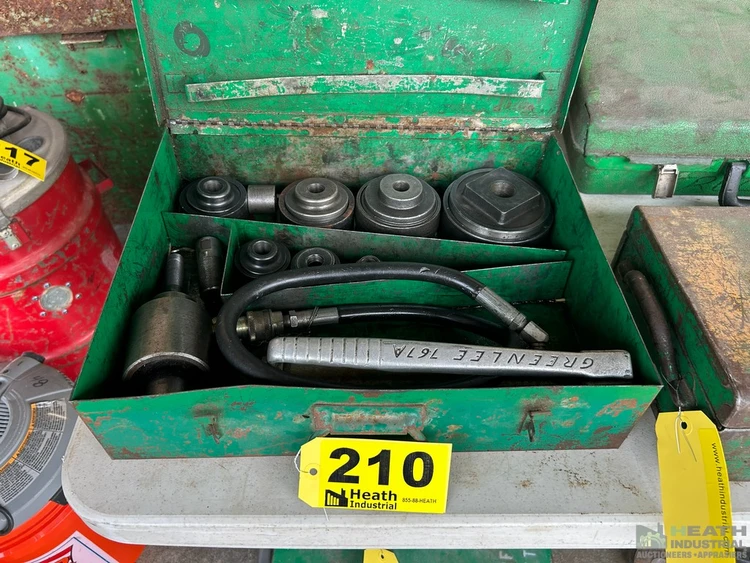 Used _UNKNOWN_ GREENLEE 7310 11 TON HYDRAULIC KNOCKOUT KIT W/ HAND PUMP AND STANDARD ROUND 1/2" - 4" Hand Punches Illinois US | Heath Industrial Auction Services #1379721