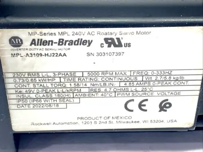 New | in-Stock Allen Bradley MPL-A310P-HJ22AA Servo Motors Michigan US | Maverick Industrial Sales #1398678