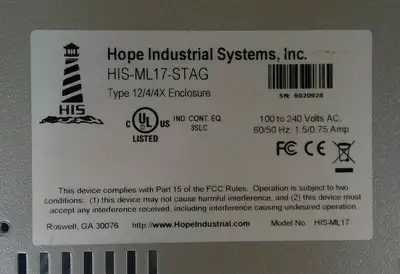 USED Palmetto Automation Inc. Hope Industrial Systems HIS-ML17-STAG