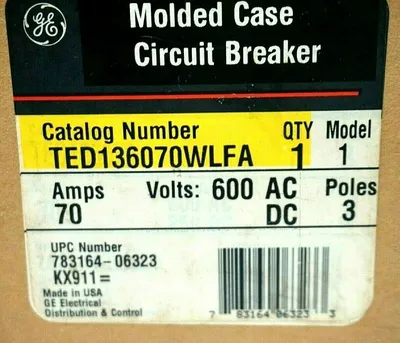 NEW GENERAL ELECTRIC TED136070WLFA CIRCUIT BREAKER TED136070