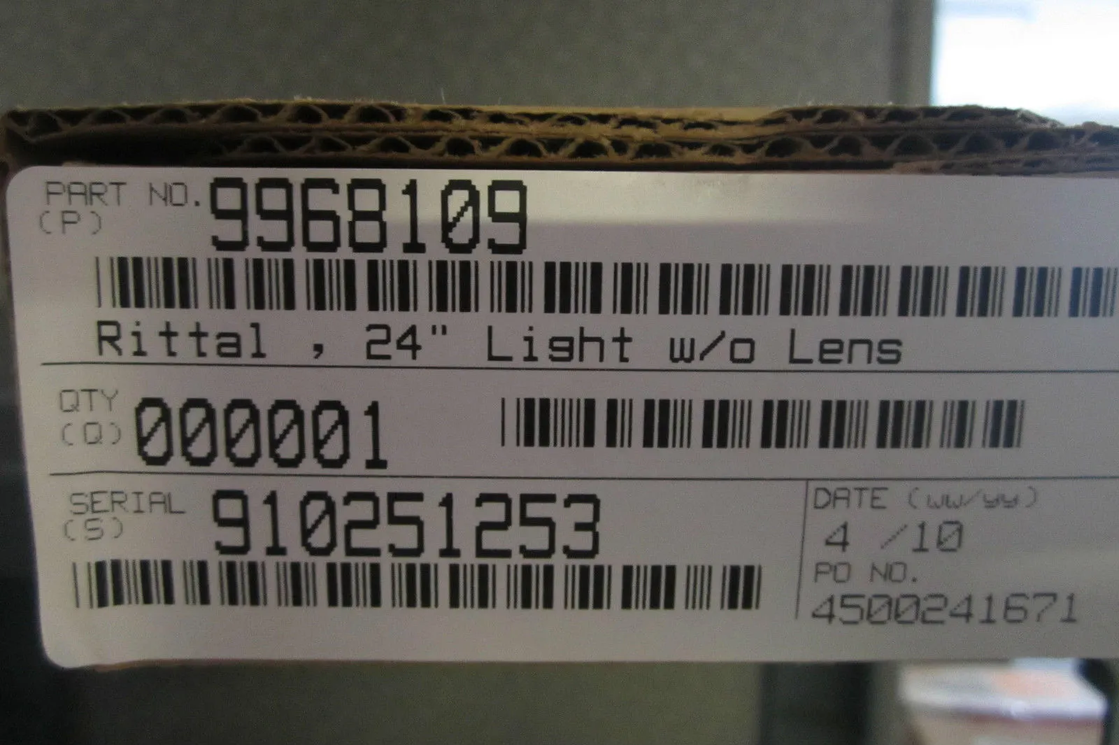 NEW RITTAL 9968109 24" FLOURESCENT LIGHT
