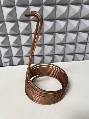 USED 21' COILED SPIRAL COPPER WIRE FOR IMMERSION 3/8" OD