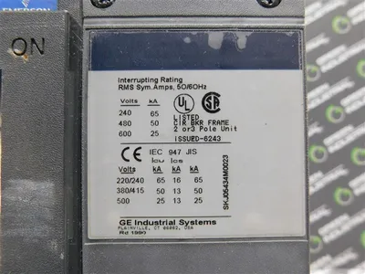 General Electric SKHH36AT0800 HI-Break Circuit Breaker 400A Rating Plug Used