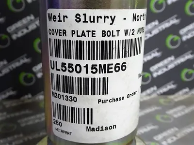 Weir Minerals UL55015ME66 Cover Plate Bolt with 2 Nuts New