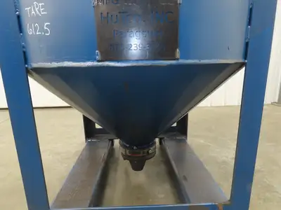 Hutco 43" Portable Steel Bulk Material Bin Gravity Hopper 28 Cu-Ft Fork Pockets