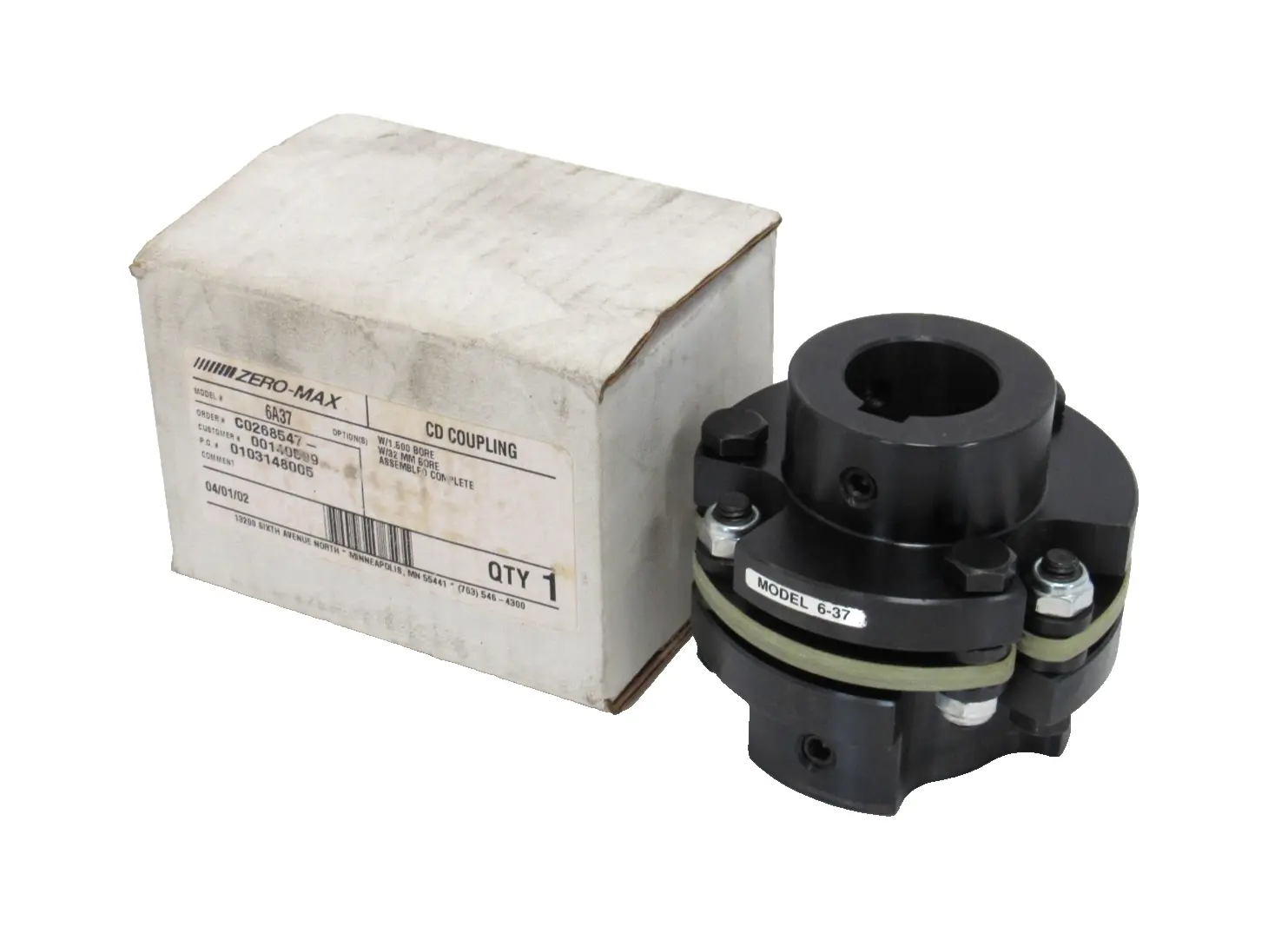 NEW ZERO MAX 6-37 COUPLING 1.25" BORE 6A37 637