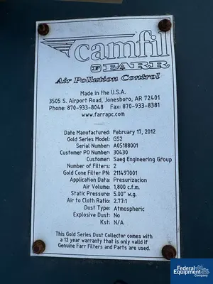 USED Camfil Camfil Farr Model GS2 Carbon Steel Dust Collector