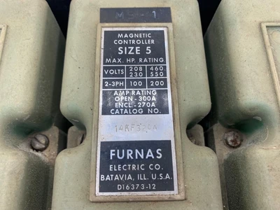 Furnas Size 5 Starter  14KF32AA, 200HP, 300A, 600V, Dual Volt Co