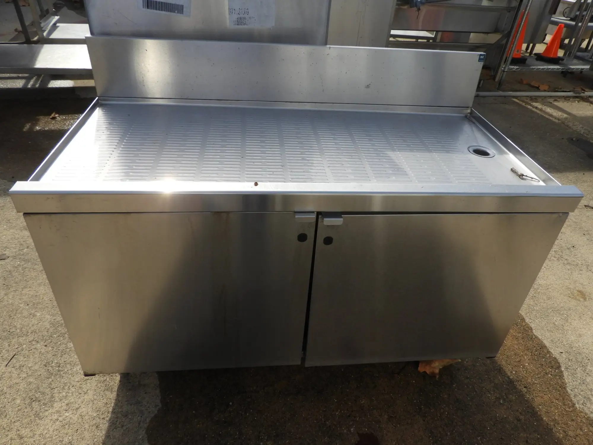 Used Falcon Restaurant Supply Used Stainless Steel Drain Board Under Counter Cabinet 48"x35"x24" - SS17 Underbar Equipment Illinois US | Falcon Restaurant Supply #1376491
