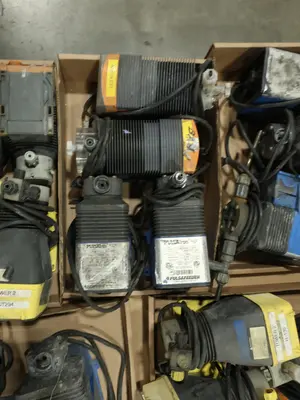 PALLET OF ASSORTED METERING PUMPS, MILTON ROY, PULSATRON, PROMINENT