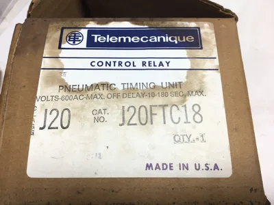 Telemecanique J20FTC 18 Pneumatic Time Delay Module 10-180 Sec 600VAC Max