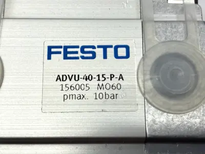 USED FESTO PNEUMATIC COMPACT CYLINDER 40MM BORE 15MM STROKE 156005