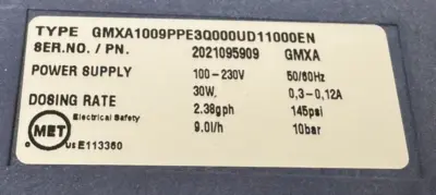 NEW PROMINENT FLUID CONTROLS GMXA1009PPE3Q000UD11000EN DOSING PUMP GMXA
