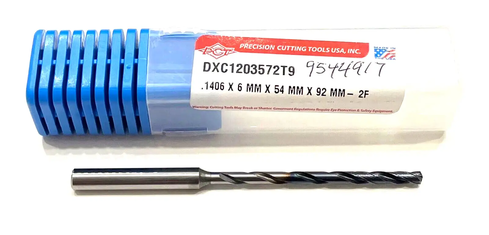 PCT 3.57mm Solid Carbide Drill 12xD TiAICN Coating 140° Thru 2 Flute