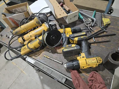 Metal Rolling Cart and Contents; Power Tools