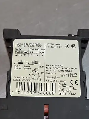 Siemens 3RH1131-1AK60 W/ 3RT1916-1BC00 Auxillary Contactor. Loc4C17