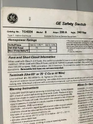 USED GENERAL ELECTRIC TG4324