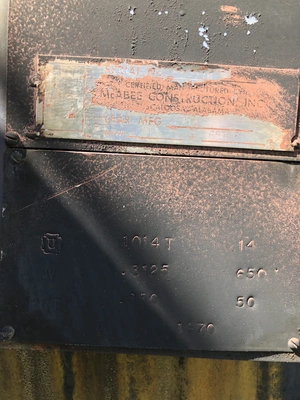 6,600 Gallon 23' x 7' 14psi @ 650f Tank