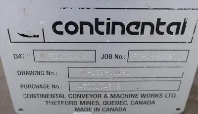 USED CONTINENTAL CONVEYOR TD-123-0016D