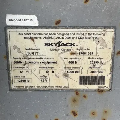 USED 2015 Skyjack SJ61T